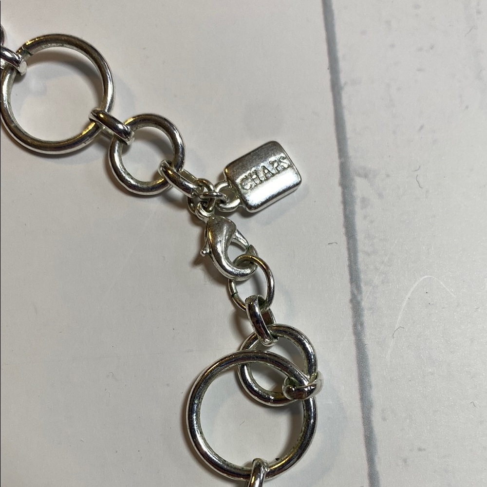 Chaps Silver Interlocking Circle Link Necklace Mo… - image 3